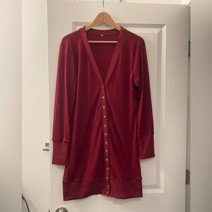 Elegant Long Sleeve Red sweater Dress
